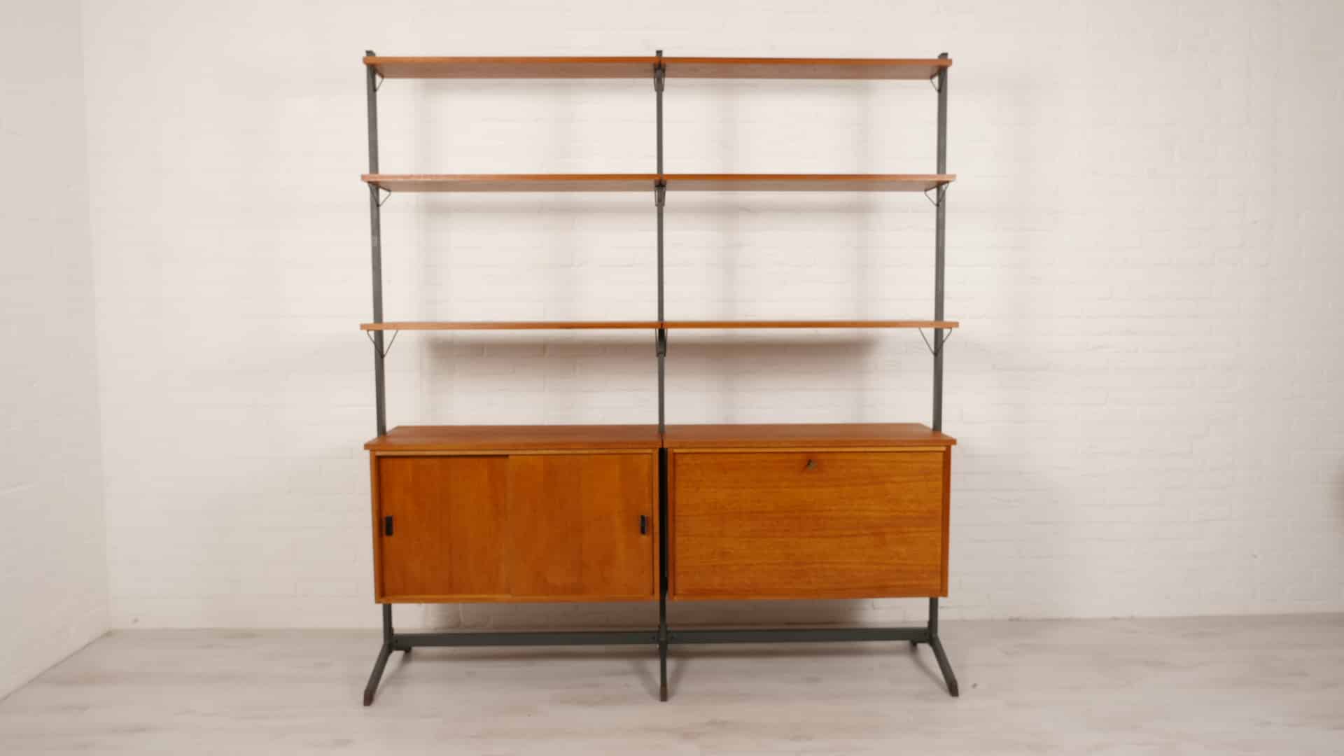 Wandsysteem Olof Pira Vintage Roomdivider Vrijstaand Teak