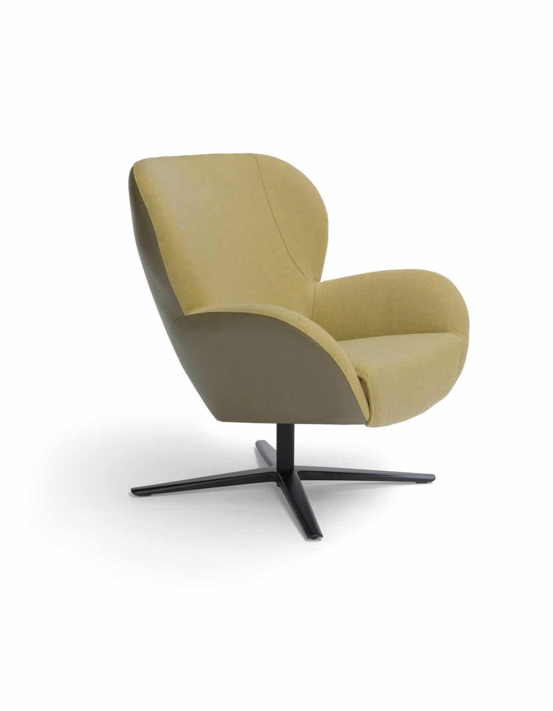 Legendary Swivel Armchair Leather Lucca Pine Fabric Ploegwool Yellow Design Armchair 2 Scaled