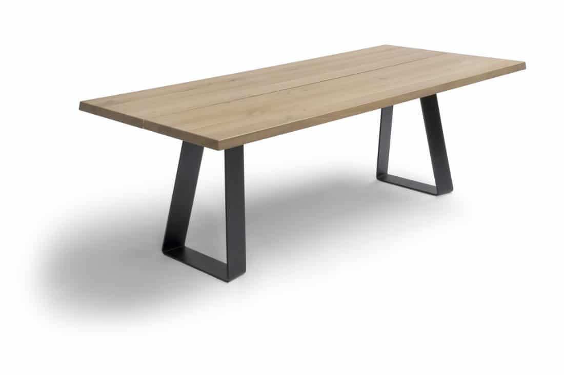 Cross Over Dining Table Oak Industrial Black Legs Scaled