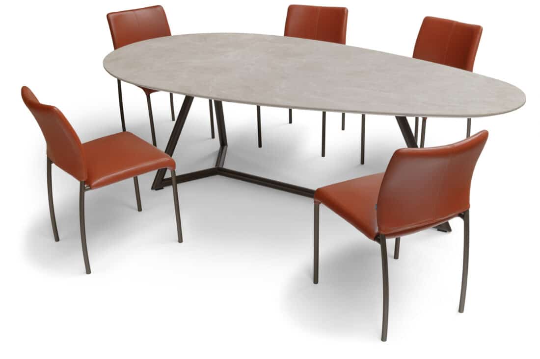 Amore Eetkamerstoel Oranje Leer Druppel Eettafel Organisch Design