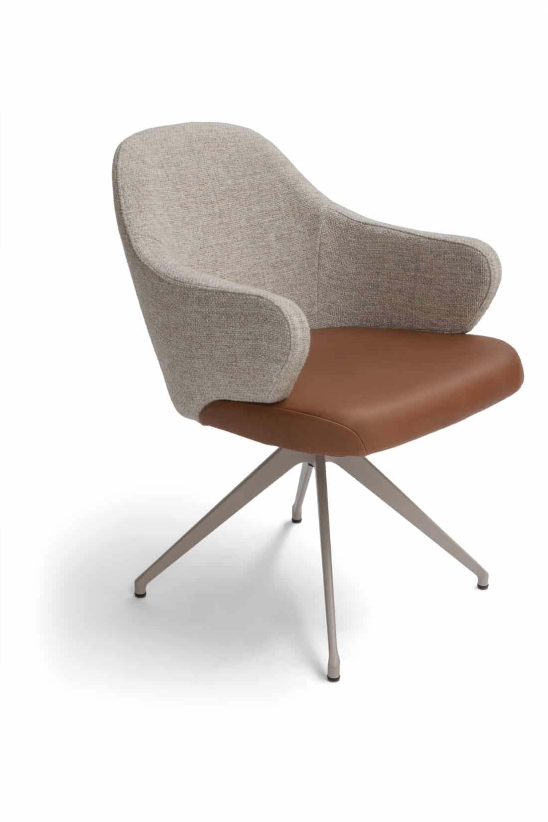 Linq Eetkamerfauteuil Leer Cognac Stof Beige