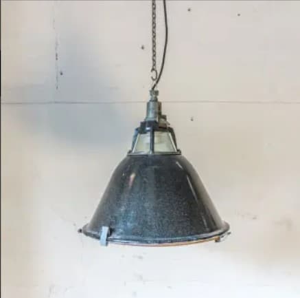 Emaille Fabriekslamp Zwart