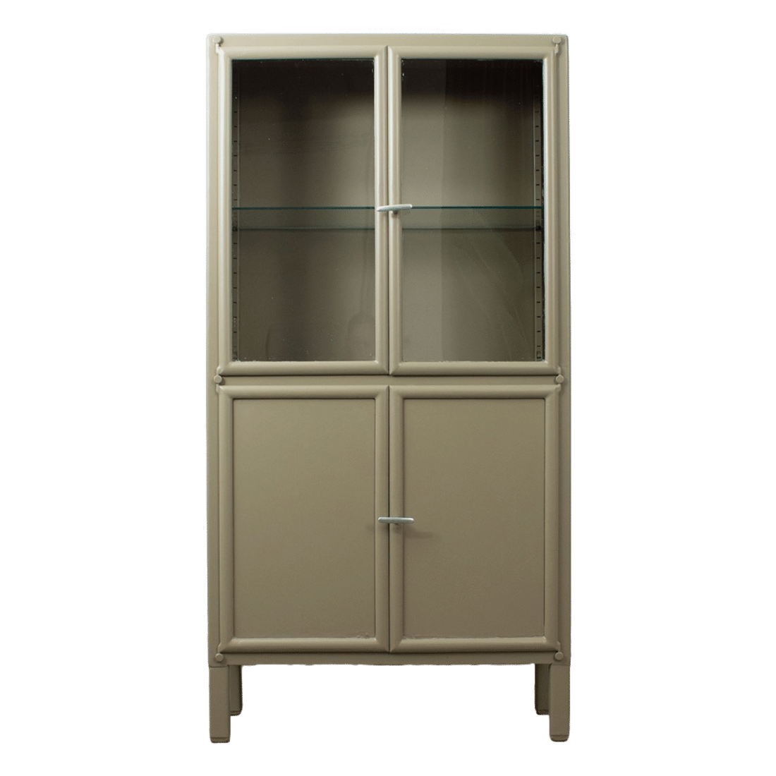 Vintage Apothekerskast Olijfgrijs Overgespoten