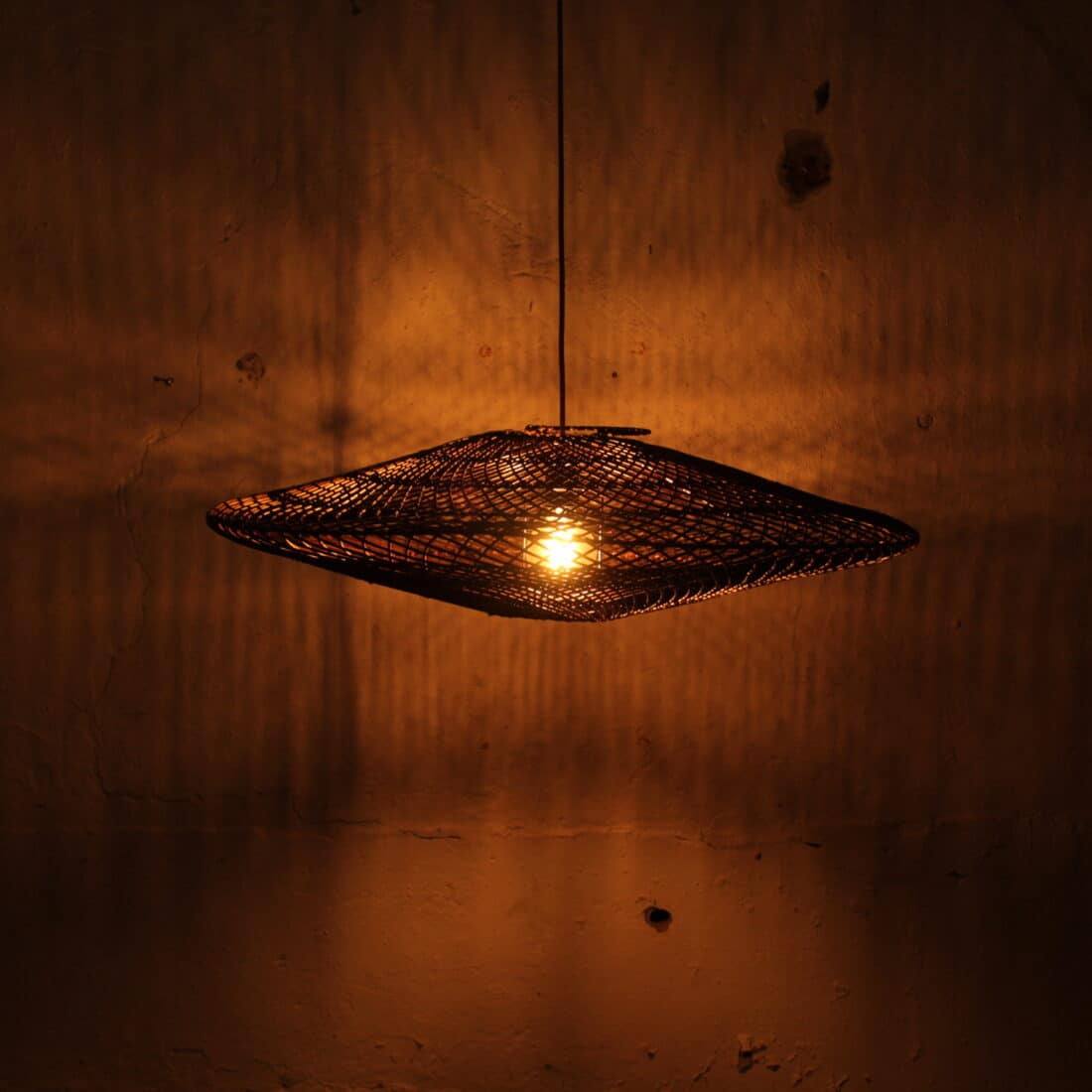 Rotan Hanglamp Ufo Bruin M