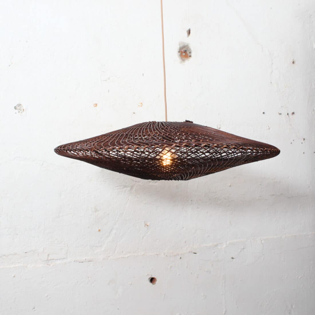 Rotan Hanglamp Ufo Bruin M