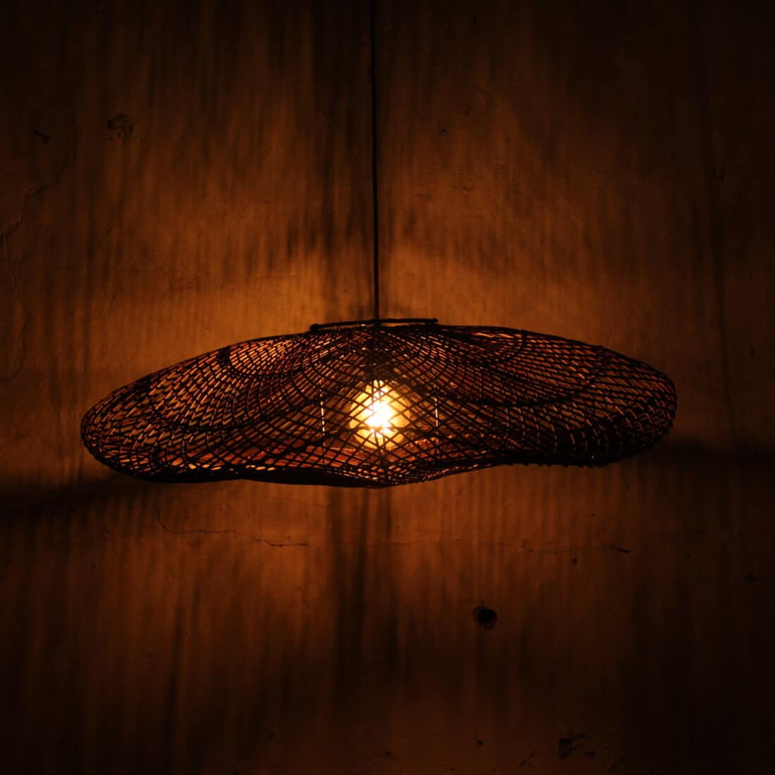 Rotan Hanglamp Curve Ufo Bruin M