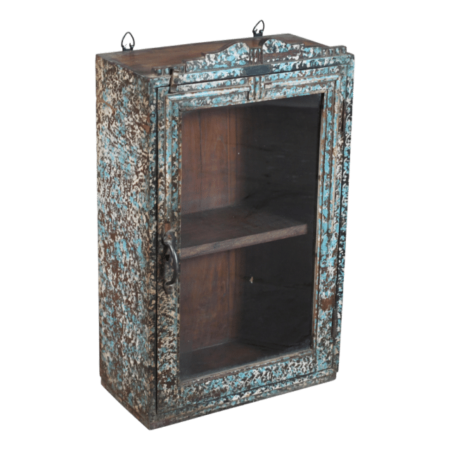 Houten Wandkastje Blauw