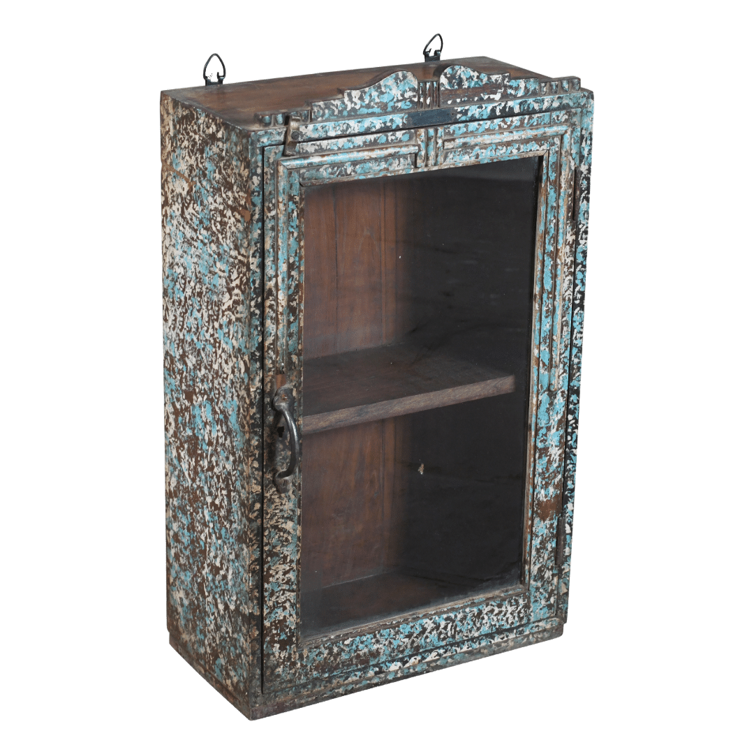 Houten Wandkastje Blauw