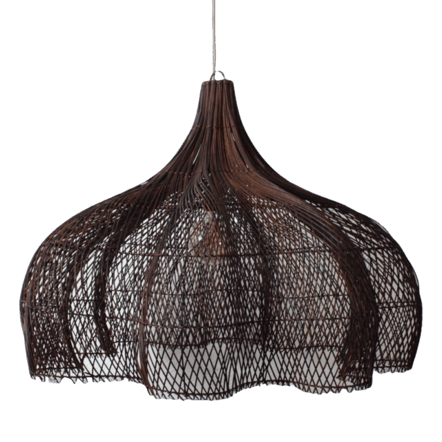 Rotan Hanglamp Bloem Bruin L