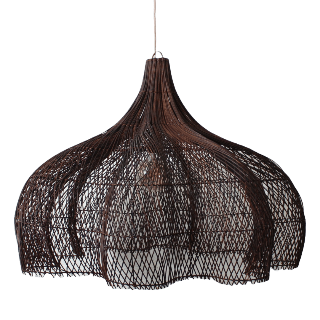 Rotan Hanglamp Bloem Bruin L