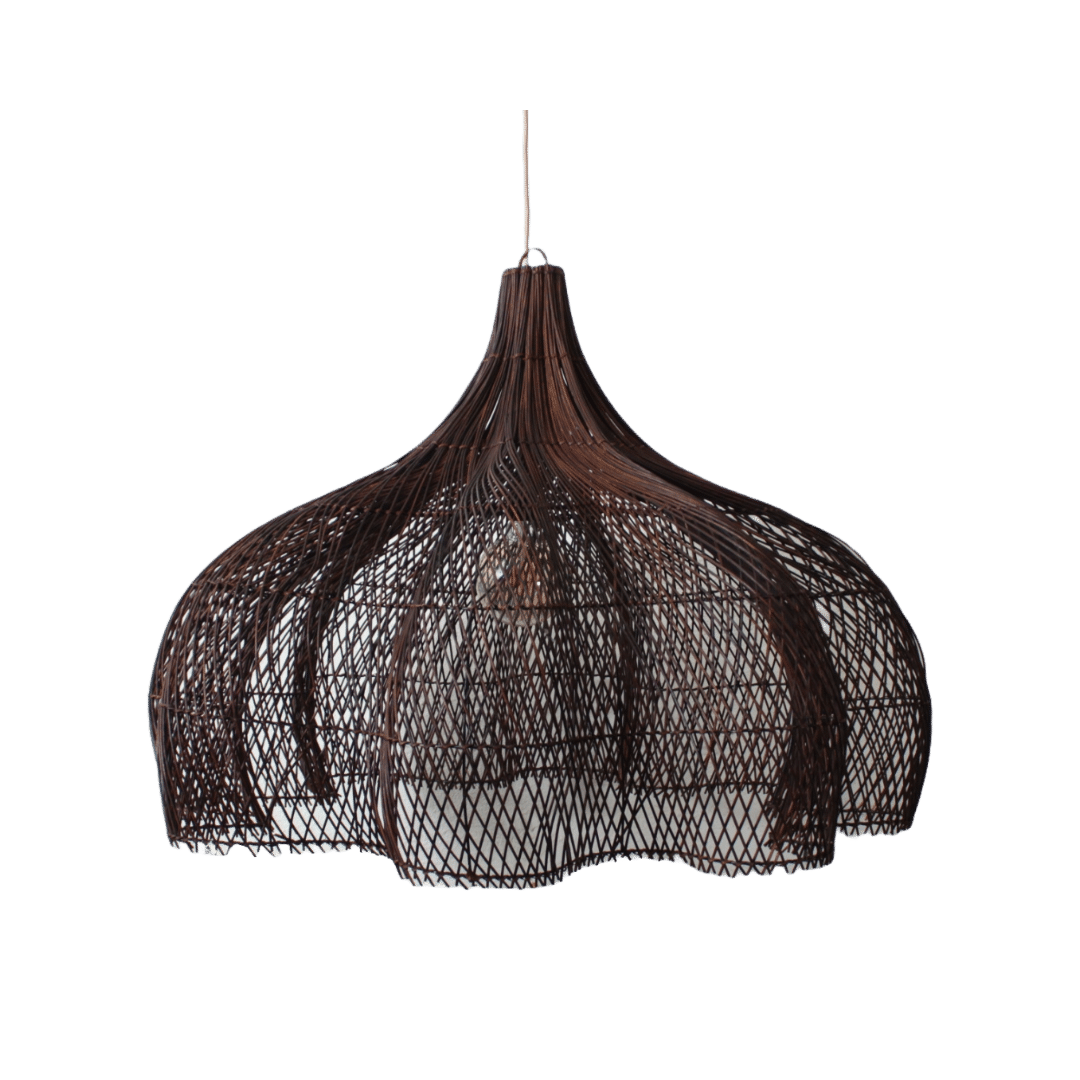 Rotan Hanglamp Bloem Bruin M