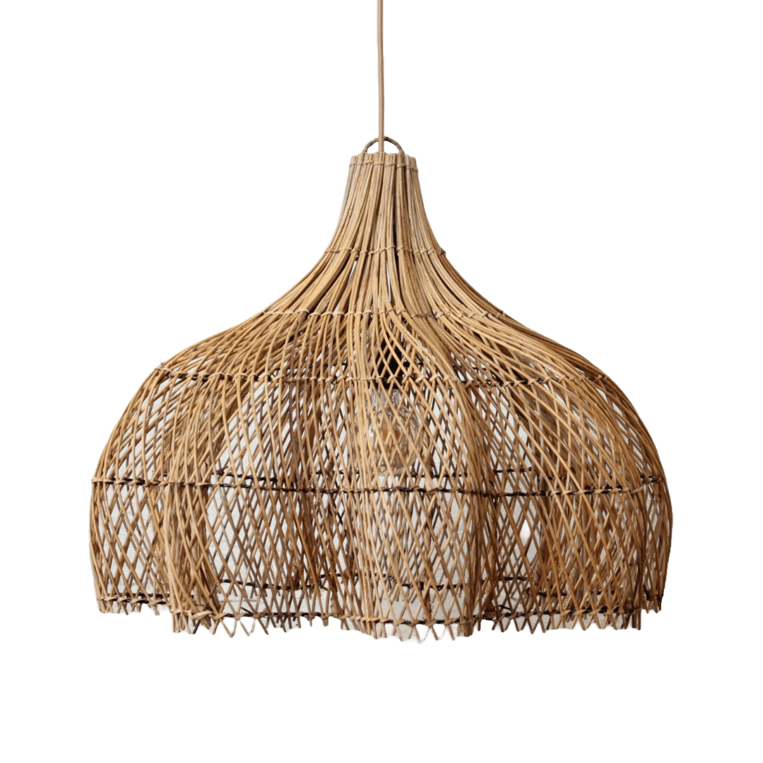 Rotan Hanglamp Bloem Gemeleerd M