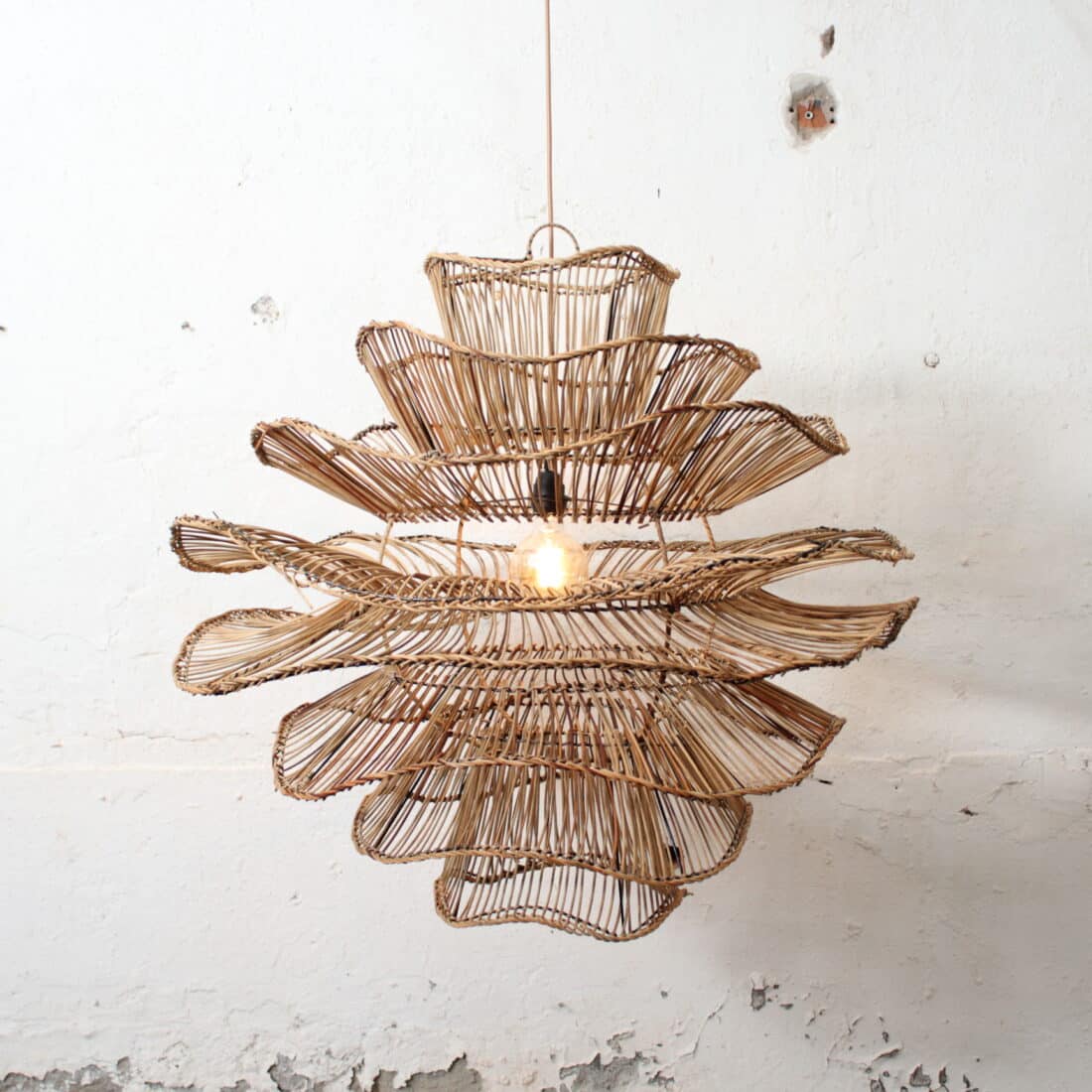 Rotan Hanglamp Wabisabi Gemeleerd L Rotan Hanglamp Wabisabi Gemeleerd L