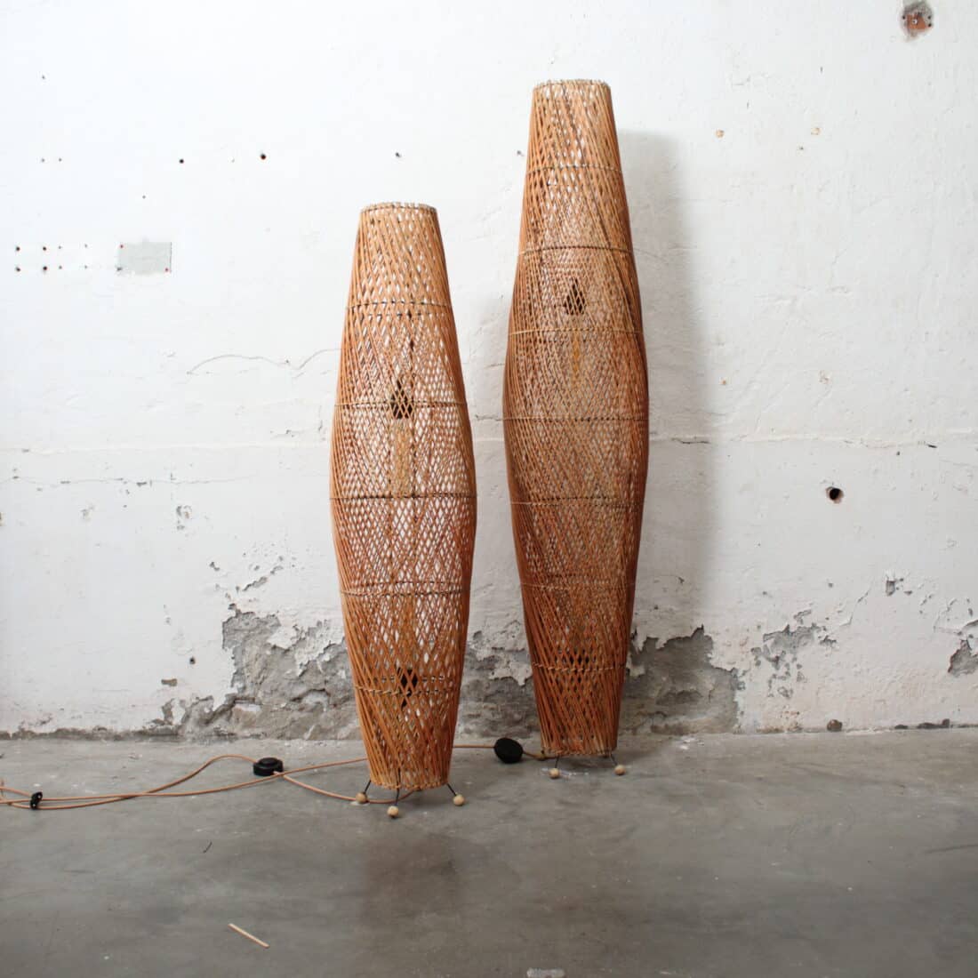 Rotan Vloerlamp Apollo Gemeleerd L Rotan Vloerlamp Apollo Gemeleerd L