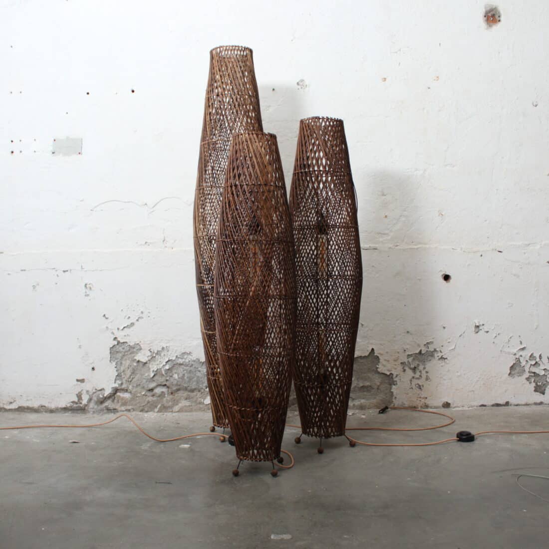 Rotan Vloerlamp Apollo Bruin L Rotan Vloerlamp Apollo Bruin L