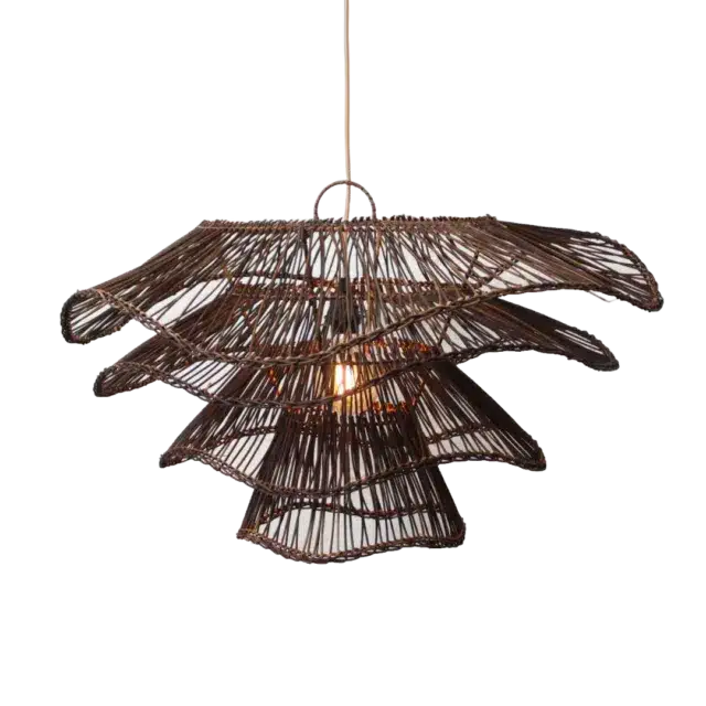 Rotan Hanglamp Wabisabi Half Bruin M