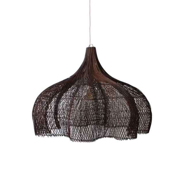 Rotan Hanglamp Bloem Bruin S