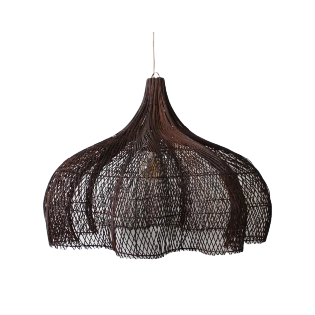 Rotan Hanglamp Bloem Bruin M