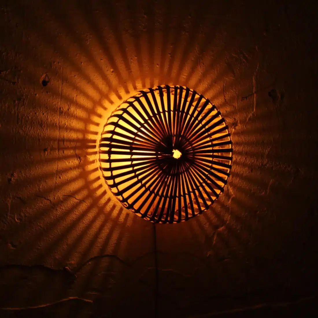 Rotan Wandlamp Rond Naturel M