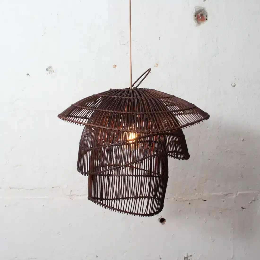Rotan Hanglamp Paddenstoel Bruin S