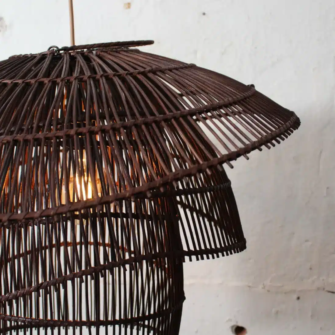 Rotan Hanglamp Paddenstoel Bruin S