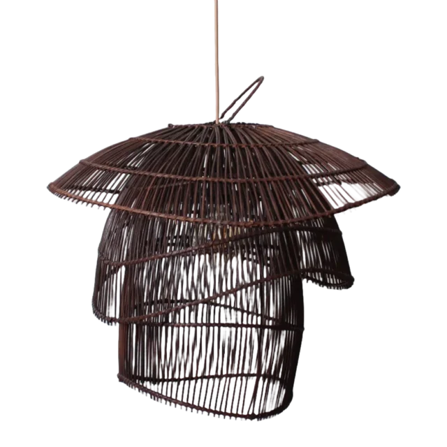 Rotan Hanglamp Paddenstoel Bruin S