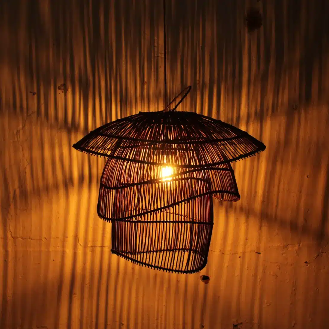 Rotan Hanglamp Paddenstoel Bruin S