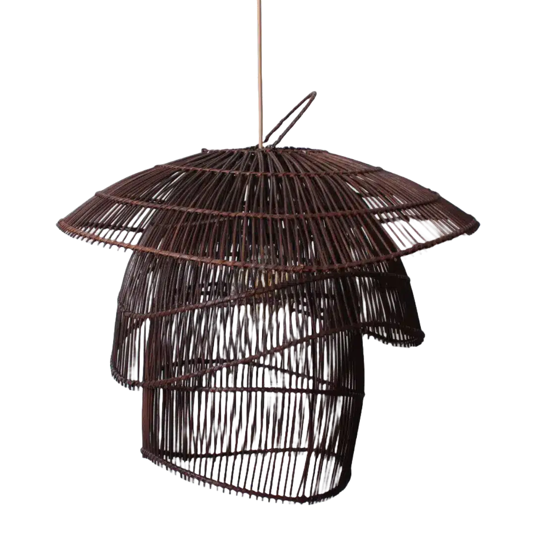 Rotan Hanglamp Paddenstoel Bruin S