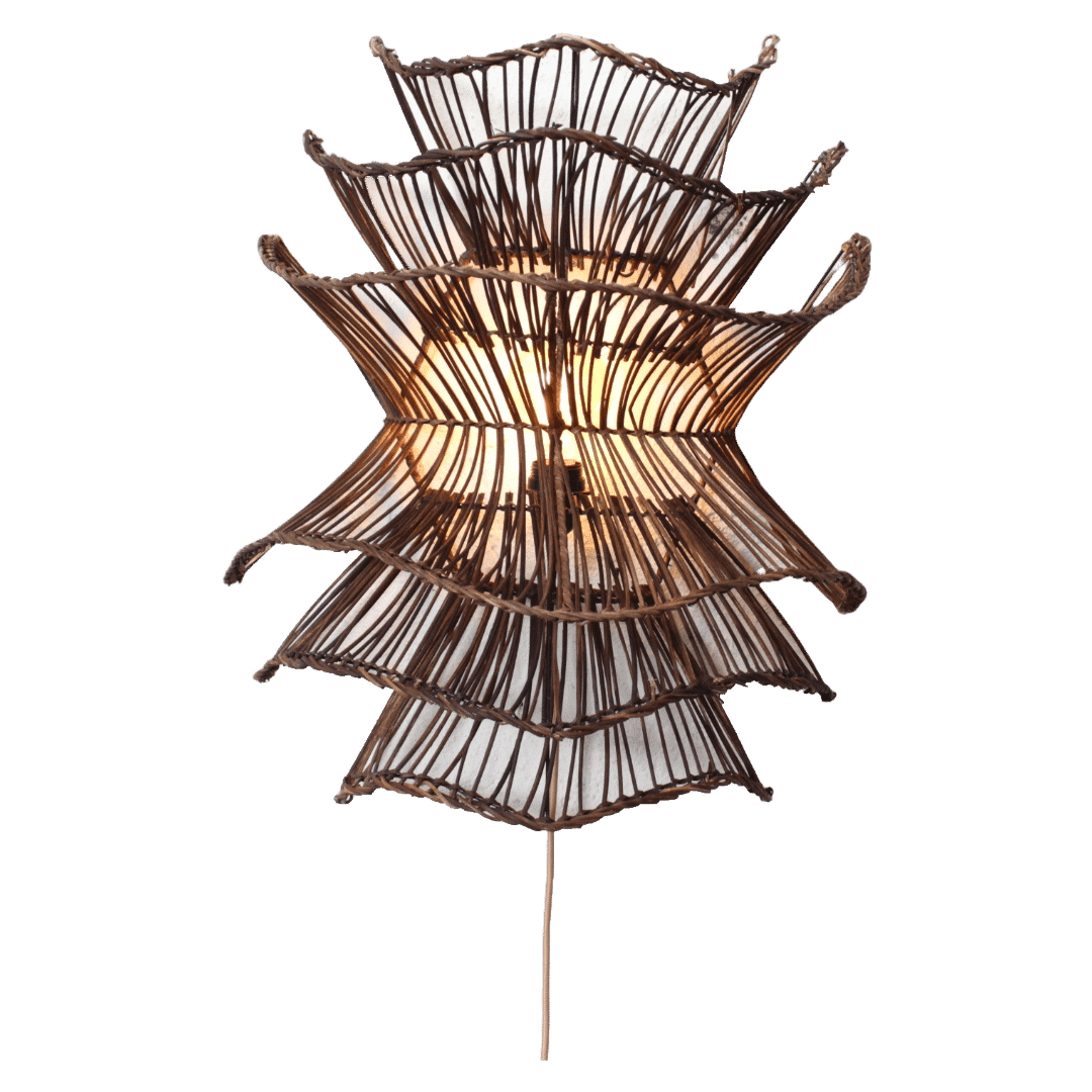 Rotan Wandlamp Wabisabi Bruin L Rotan Wandlamp Wabisabi Bruin L