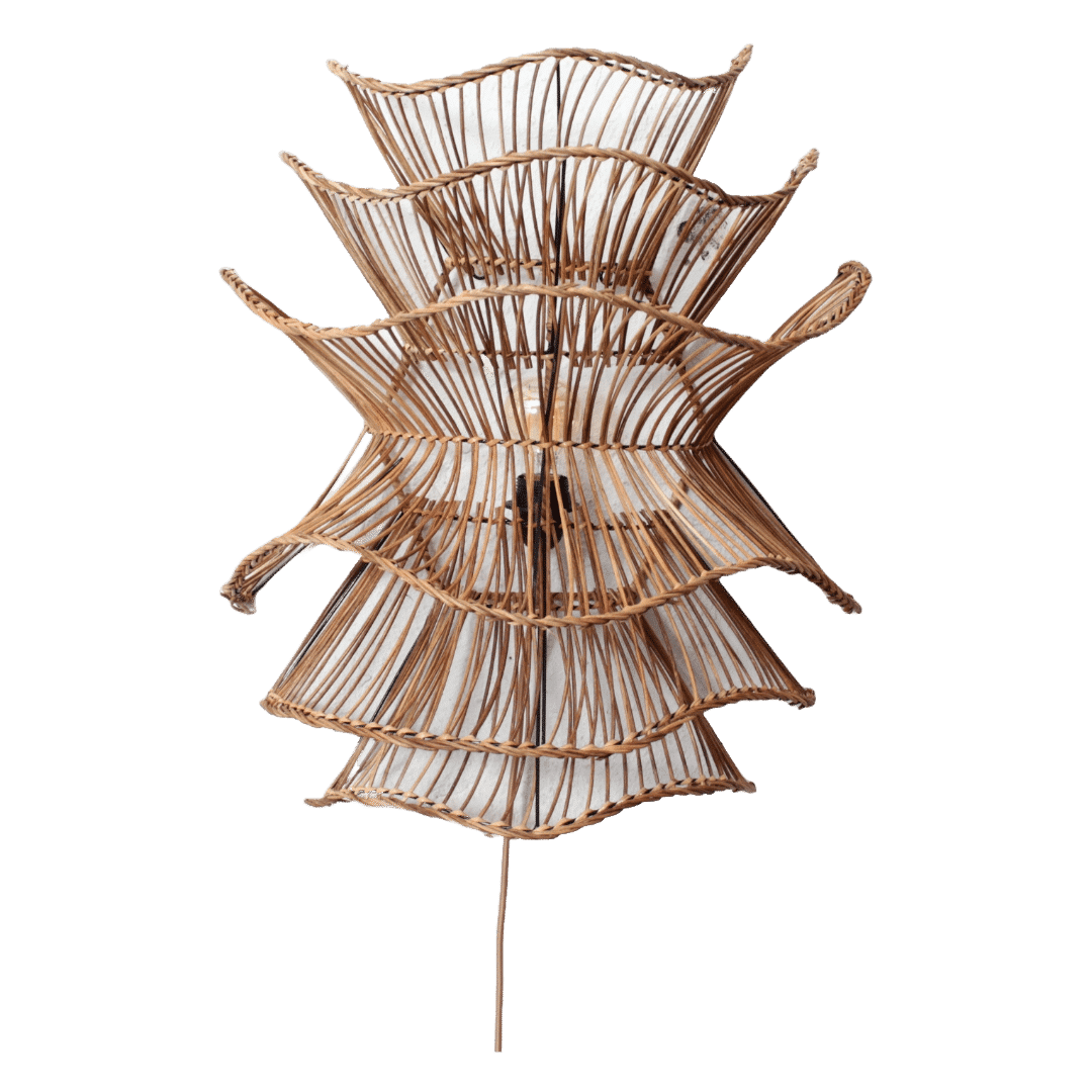 Rotan Wandlamp Wabisabi Gemeleerd L Rotan Wandlamp Wabisabi Gemeleerd L