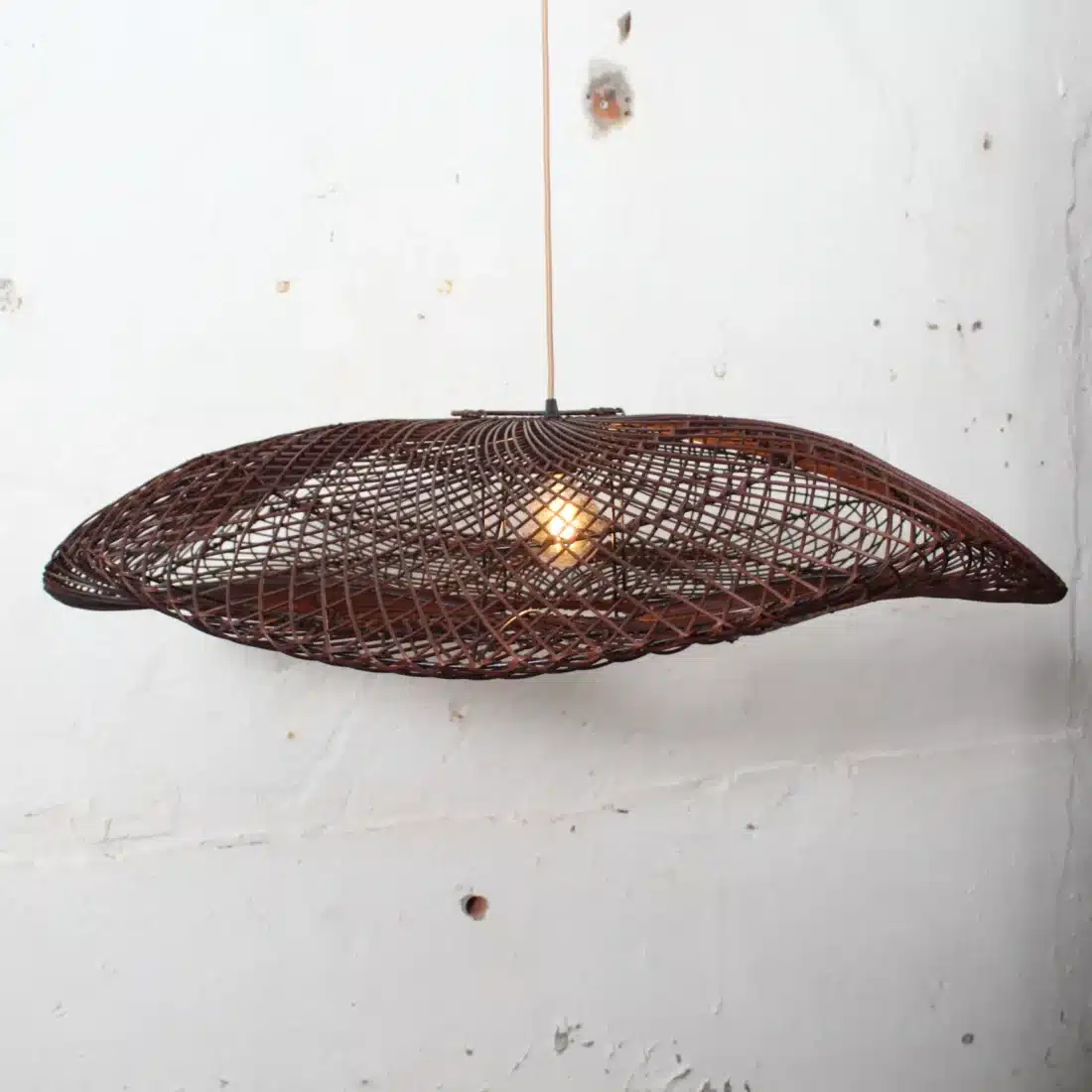 Rotan Hanglamp Wolk Bruin L