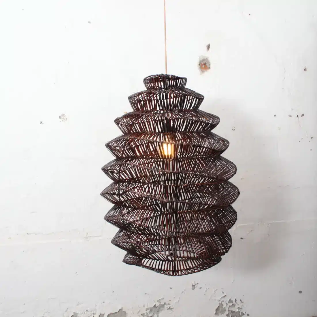 Rotan Hanglamp Pagoda Bruin L Rotan Hanglamp Pagoda Bruin L