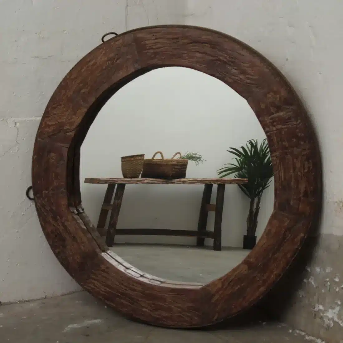 Ronde Houten Spiegel