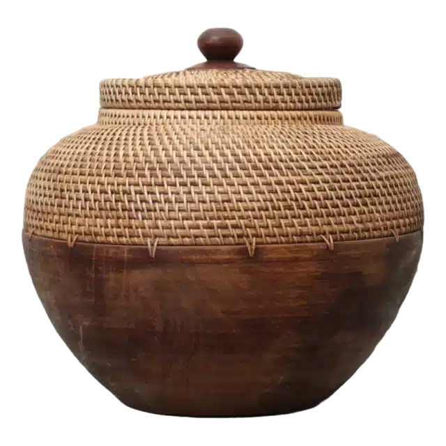 Rotan Vaas Met Deksel