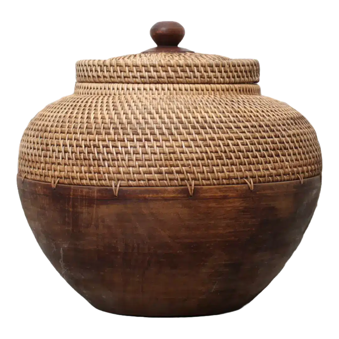Rotan Vaas Met Deksel Rotan Vaas Met Deksel