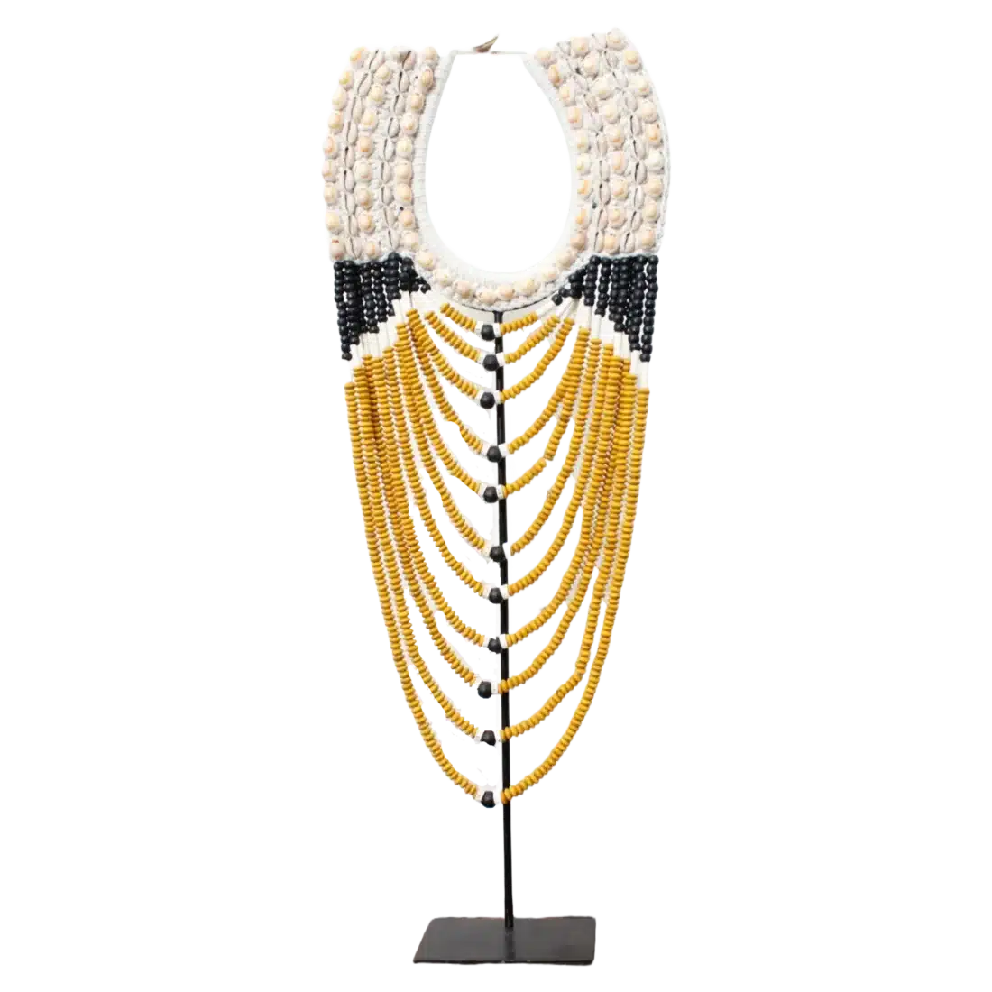 Schelpenketting Op Standaard Geel Schelpenketting Op Standaard Geel
