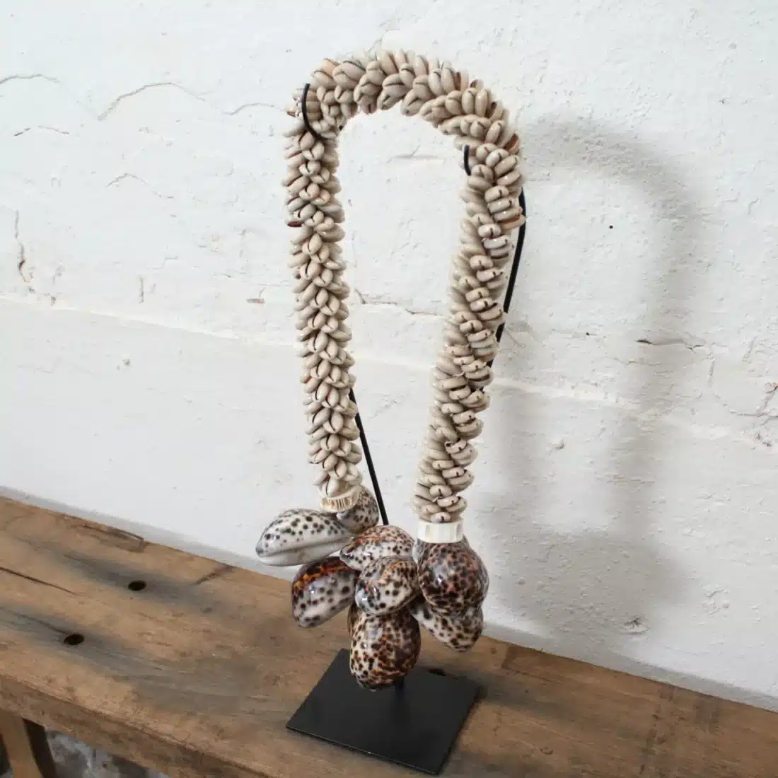Schelpenketting Op Standaard Wit Bruin Schelpenketting Op Standaard Wit Bruin