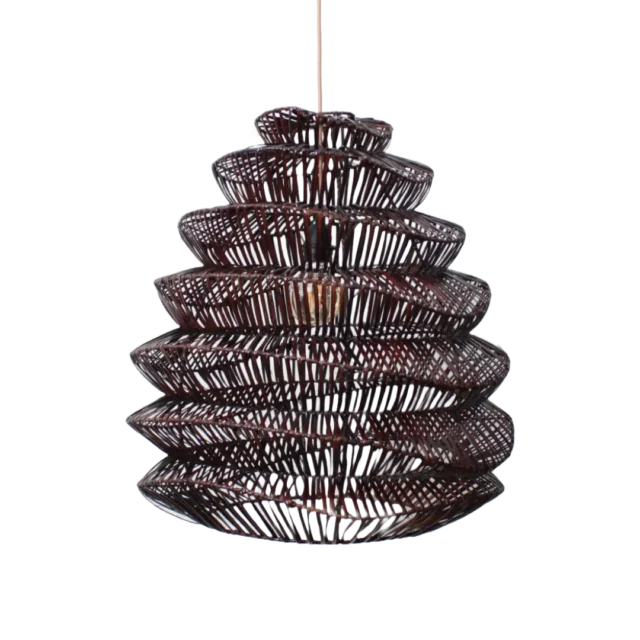Rotan Hanglamp Pagoda Bruin M