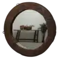 Ronde houten spiegel
