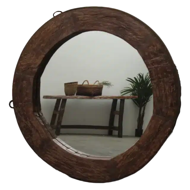 Ronde Houten Spiegel
