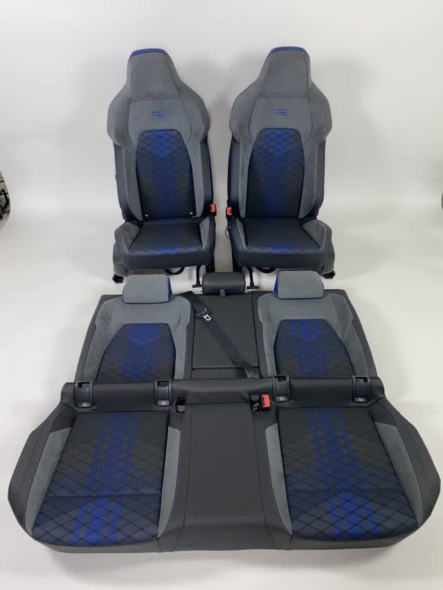 Interieur Vw Golf 8 R Alcantara Stof Leder Grijs Blauw Zwart