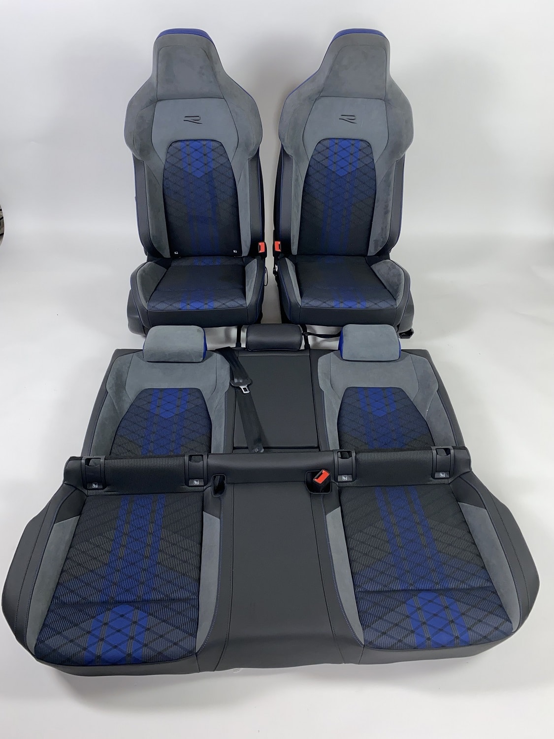 Interieur Vw Golf 8 R Alcantara Stof Leder Grijs Blauw Zwart