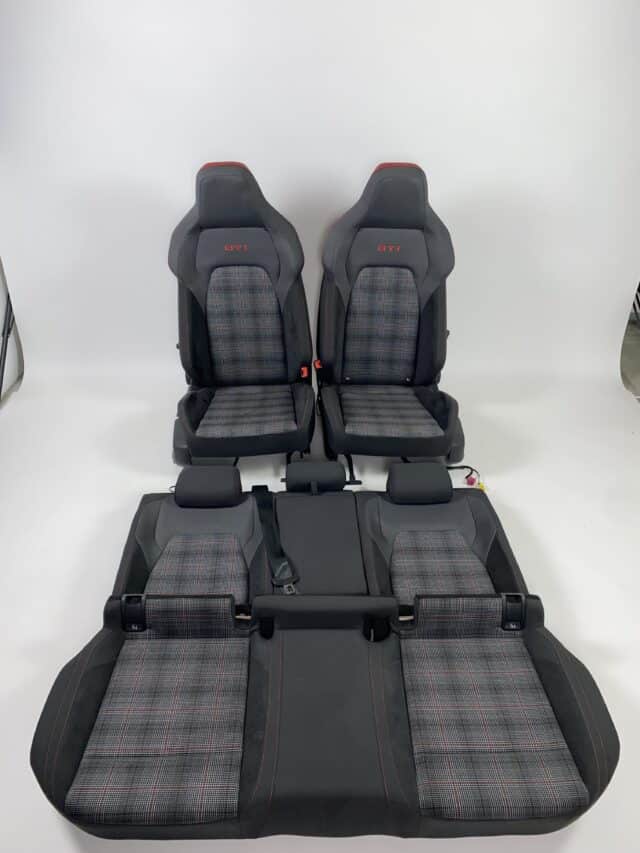 Interieur Vw Golf 8 Gti Alcantara Stof Grijs Geruit Rood Wit Grijs