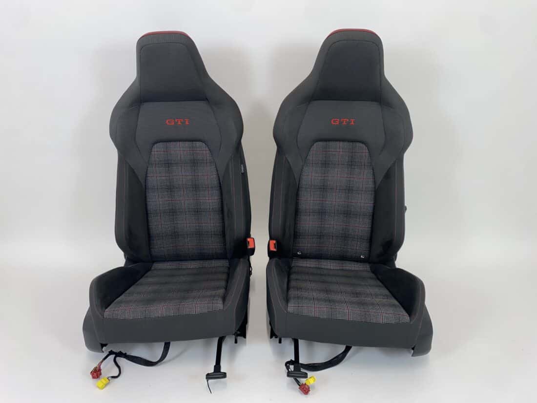 Interieur Vw Golf 8 Gti Alcantara Stof Grijs Geruit Rood Wit Grijs