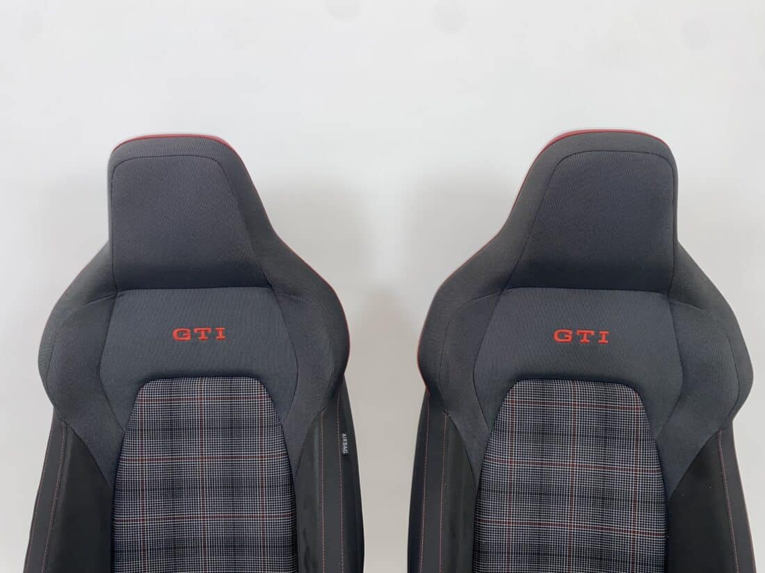 Interieur Vw Golf 8 Gti Alcantara Stof Grijs Geruit Rood Wit Grijs