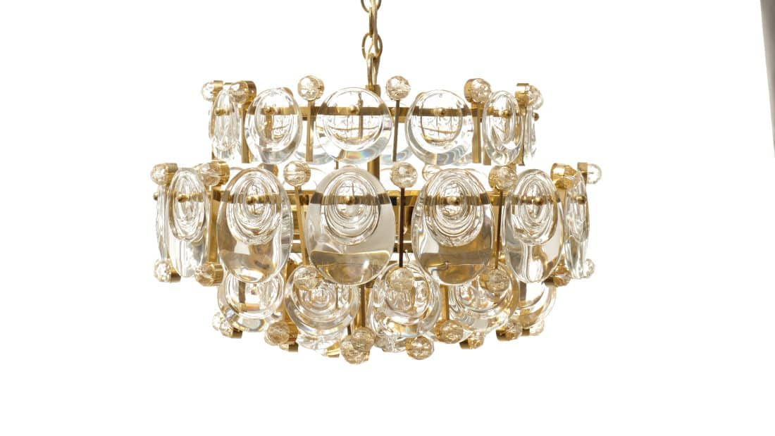Palwa Chandelier Hanglamp Glas Amp Messing 1960