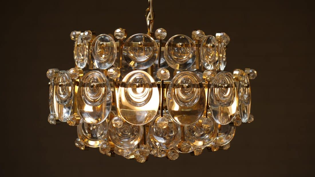 Palwa Chandelier Hanglamp Glas Amp Messing 1960