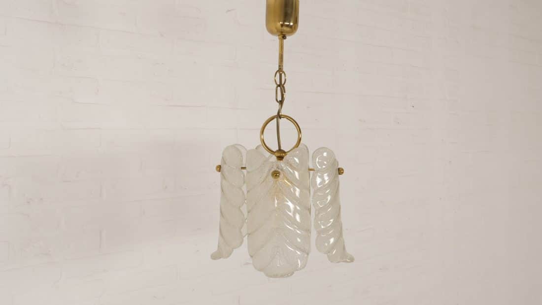 Vintage Glazen Bladeren Hanglamp 1970s