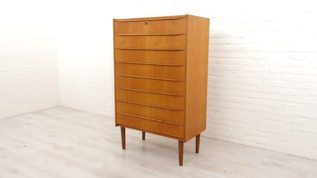Dresser High Light Teak Subtle Wooden Handles 1960s