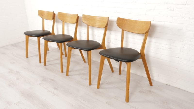 Set Of 4 Dining Chairs Oak Danish Design